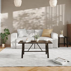 Flash Furniture Eli Farmhouse Trestle Coffee Table, Rustic Solid Wood Coffee - Image 2