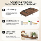 36Inch Walnut Floating Shelves for Wall, 12 Inch Deep Shelves for Bedroom - Image 6