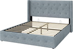 Allewie Full Size Lift Up Storage Bed, Button Tufted Headboard - Image 9