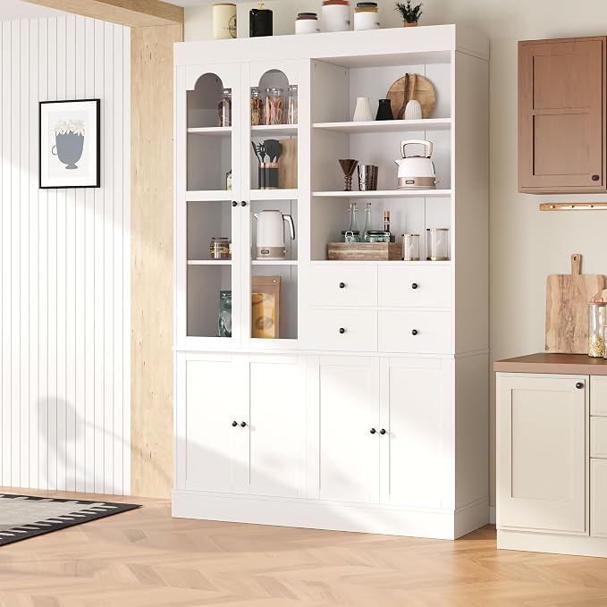 VilroCaz 75'' Tall Freestanding Kitchen Pantry Cabinet, Wood Large Cupboard - Image 3