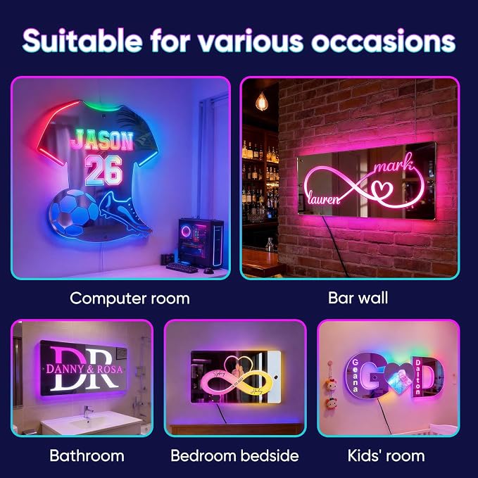 VEELU Personalized Soccer Jersey Mirror Neon Sign - Image 3