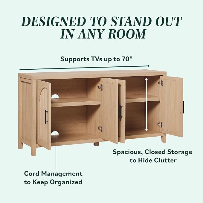 Walker Edison Sasha 4-Door Reeded Sideboard Buffet - Image 5