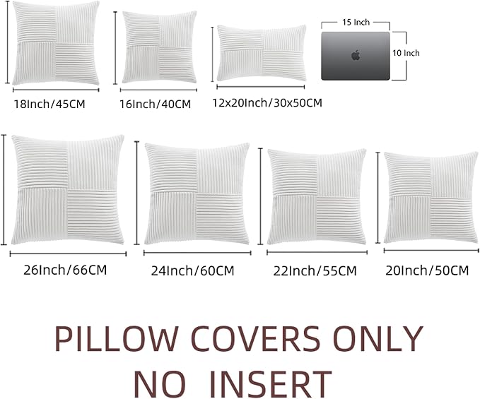 Fancy Homi 2 Packs White Big Decorative Throw Pillow Covers 24x24 Inch - Image 7