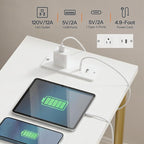 HOOBRO Side Table with Charging Station, Nightstand with 2-Layer Storage Shelves - Image 7