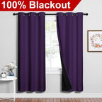 NICETOWN Full Shade Curtain Panels, Royal Purple, 42 x 72 inch, Pair of Energy - Image 2