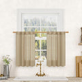 Brown Linen Cafe Curtains 30 Inch Length by LAMIT