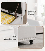 Tbfit Large Square Storage Ottoman Bench, Tufted Upholstered Coffee Table - Image 7