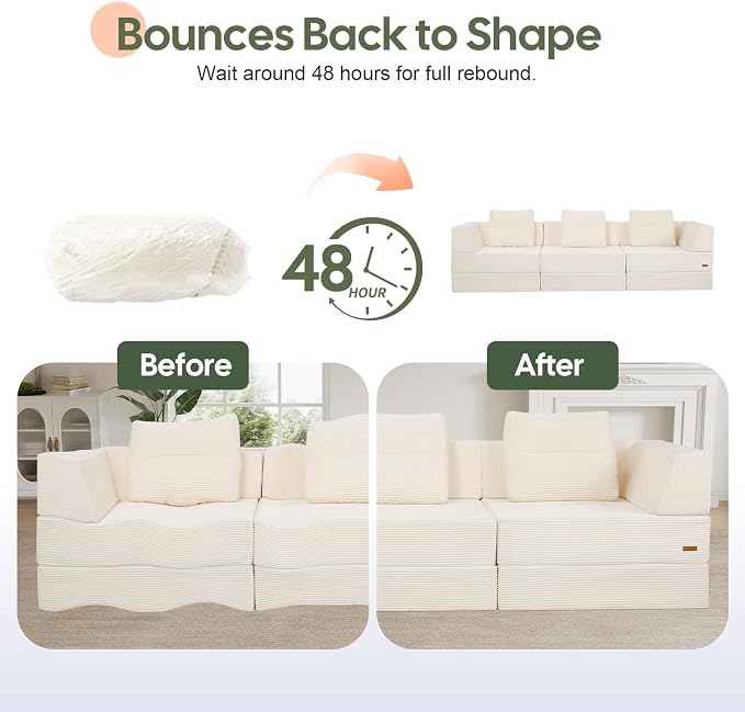COMAX Futon Sofa Bed 3 Seater, 4 in 1 Folding Boneless Sleeper Corduroy Couch - Image 8