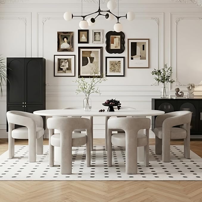 BESTANO Set of 6 Modern PU Leather Upholstered Dining Chairs - Image 3