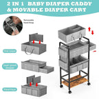 LIDTOP 2In1 Baby Diaper Caddy & 4-Tier Rolling Diaper Cart, Diaper Caddy - Image 3