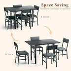 HUAHUU Dining Table Set for 4, Extendable Kitchen Table Cushion Chairs Set of 4 - Image 4