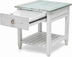 Sea Winds Trading Picket Fence End Table Distressed Bleu White Finish - Image 6