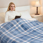 PU MEI Sherpa Blanket Queen Plaid Thick Bed Blanket, 80”*90” Super Soft Flannel - Image 5