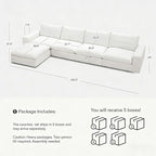 Cloud Couch Sectional 146.5'' Oversized Modular Deep Seat Sofa L Shaped Comfy - Image 2