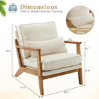 VINGLI Solid Wood Wide Armrests Accent Chair Set of 2, Upholstered Mid Century - Image 2