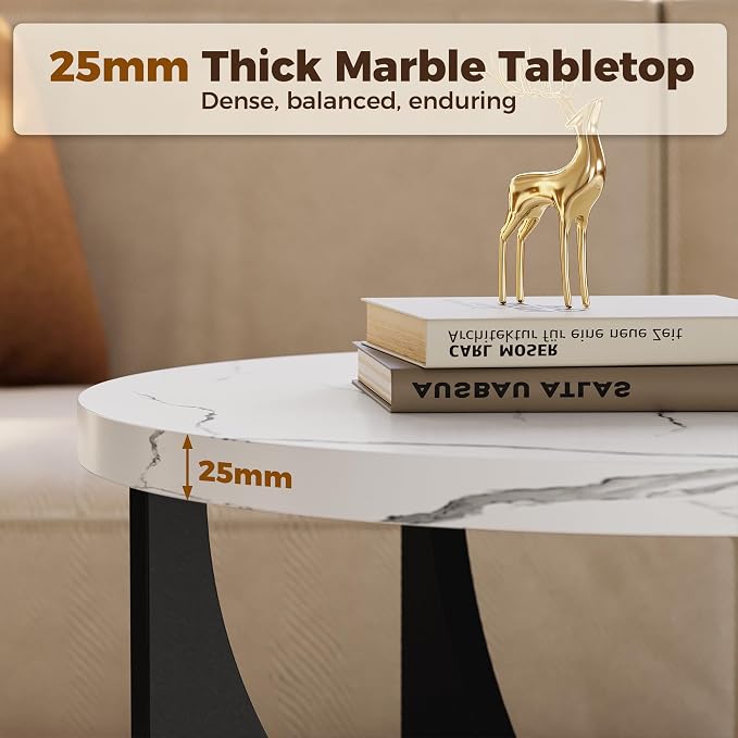 LIKIMIO Nesting Coffee Tables Set of 2, 31.5" Round Side Tables - Image 5