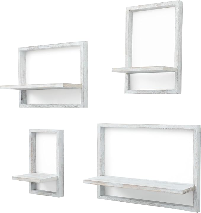 PHOENANCEE Square Floating Shelves, Framed Wall Shelf Decorative Set of 4 - Image 6