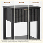 Fluted Night Stand with Golden Handle, Bedside Table with Storage Shelf - Image 5
