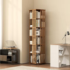 YOWOS Rotating Bookshelf Tower, 360° Display Spinning Bookcase, Bamboo - Image 2