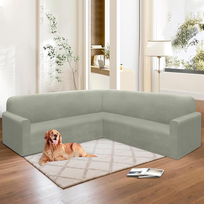 HDCAXKJ Corner Sectional Couch Covers Velvet Stretch L Shape Sofa Cover Soft - Image 6