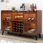 Auromie Wine Bar Cabinet with Led Light, Home Coffee Cabinet with Wine and - Image 2