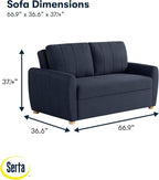 Serta® Galway 66.5" Full-Size Convertible Pop-up Sofa, Dream Coil® Comfort - Image 2
