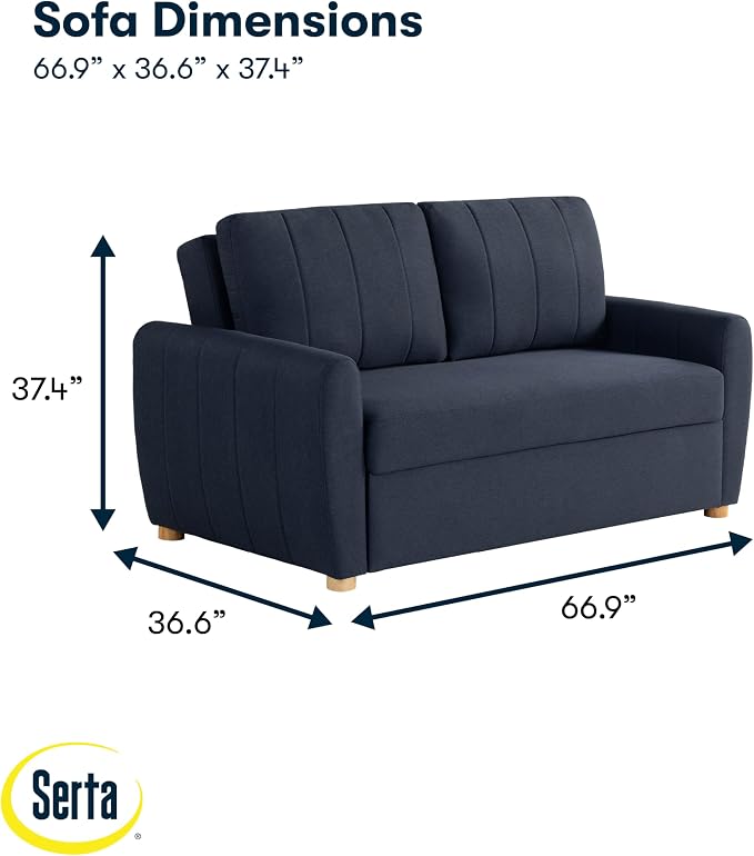 Serta® Galway 66.5" Full-Size Convertible Pop-up Sofa, Dream Coil® Comfort - Image 2