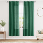 Dark Green Linen Curtains 72 Inch Length by Nanspring