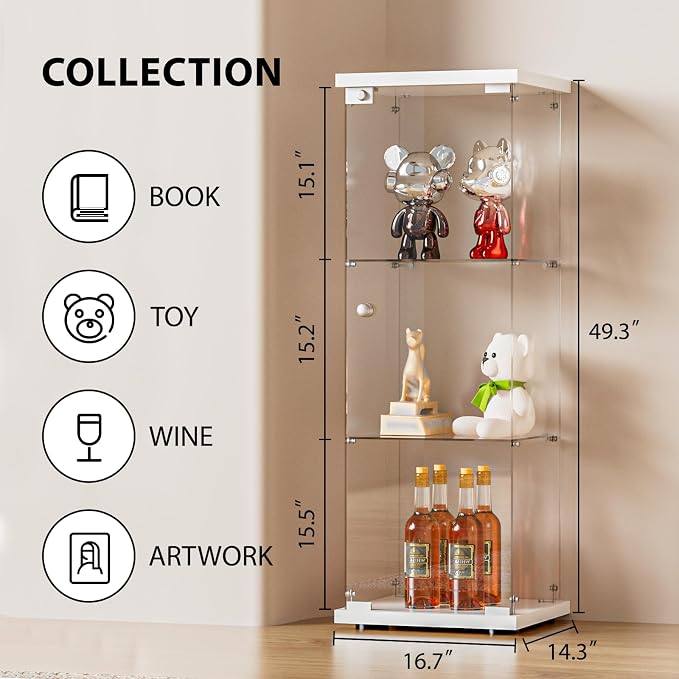 FANYUSHOW 3-Shelf Glass Display Cabinet - Image 2