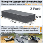Lounge Chair Covers Outdoor Waterproof Patio Chaise Lounge Cover 600D Weather - Image 2
