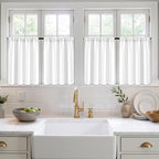 MIULEE Set of 4 Pure White 45 Inch Short Blackout Kitchen Window Curtains | - Image 7