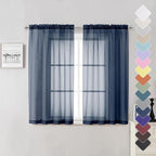 Short Sheer Curtains 54 Inches Length 2 Panels, Light Filtering Voile Curtain by Lecloud
