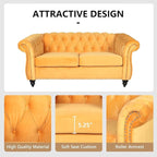 Mid-Century 2 Seater Sofa, Velvet Loveseat - Image 5