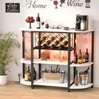 Unikito Bar Table Cabinet with Charging Station, Wine Rack Table with LED Light - Image 2