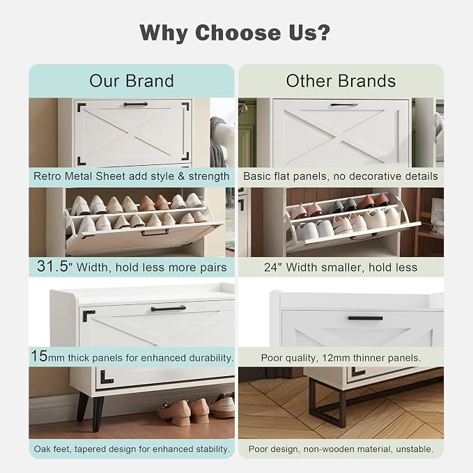 Barnyatoh Shoe Storage Cabinet, Farmhouse Shoe Organizer - Image 8