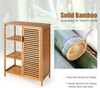 Tangkula Bamboo Bathroom Floor Cabinet, Storage Cabinet - Image 8
