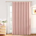 INOVADAY Linen Textured 100% Blackout Sliding Door Curtains 102x90 | Blush Pink by INOVADAY