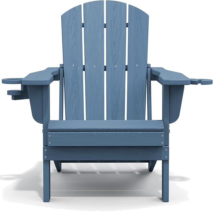 SERWALL Folding Adirondack Chair, HDPE Adirondack Chairs Set of 2, Plastic - Image 10