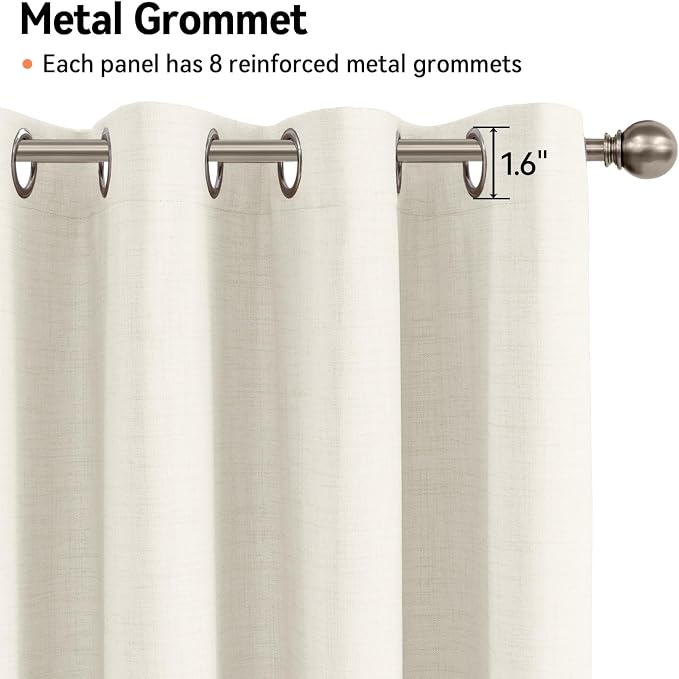 100% Blackout Linen Textured Curtains 84 Inch Long, Light Blocking, Thermal - Image 6