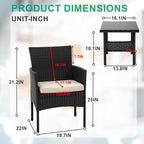 FDW 3 Pieces Patio Furniture Set Outdoor Wicker Bistro Sets Modern Rattan Chair - Image 7