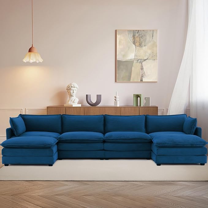 148'' Sectional Modular Cloud Couch, Oversized U Shaped 4 Seat Sofa by ROWHY