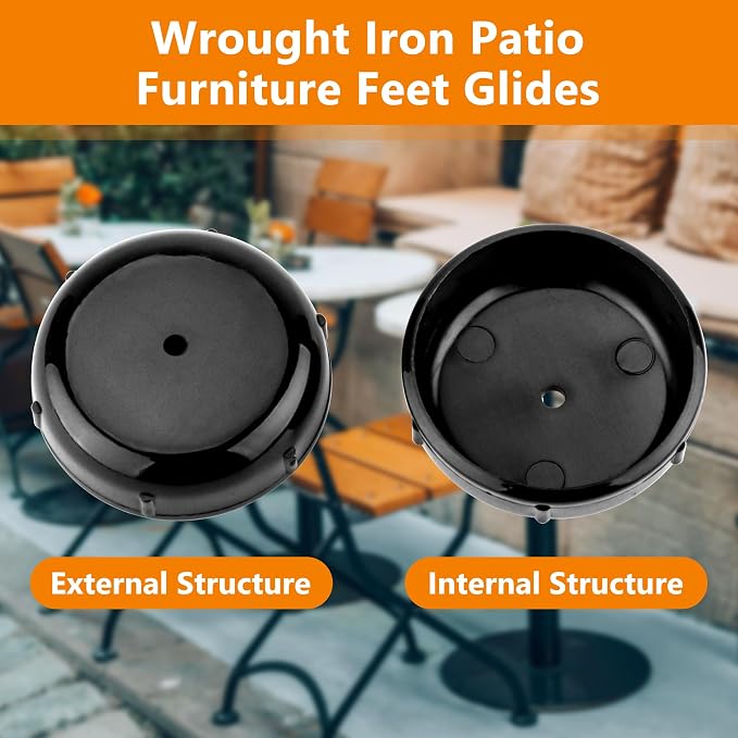 48-Pack Wrought Iron Patio Furniture Feet Caps 1-1/2 inch Round Plastic Outdoor - Image 3