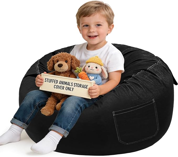 Lukeight Stuffed Animals Storage Bean Bag Chair Cover by Lukeight