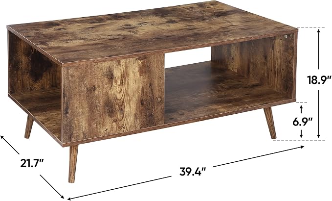ZenStyle Mid Century Modern Coffee Table, Wooden Retro Coffee Table - Image 3