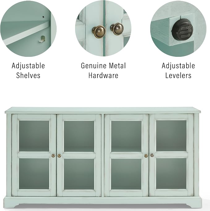 Crosley Furniture Holbrook Traditional Glass Door Sideboard Buffet Cabinet - Image 5