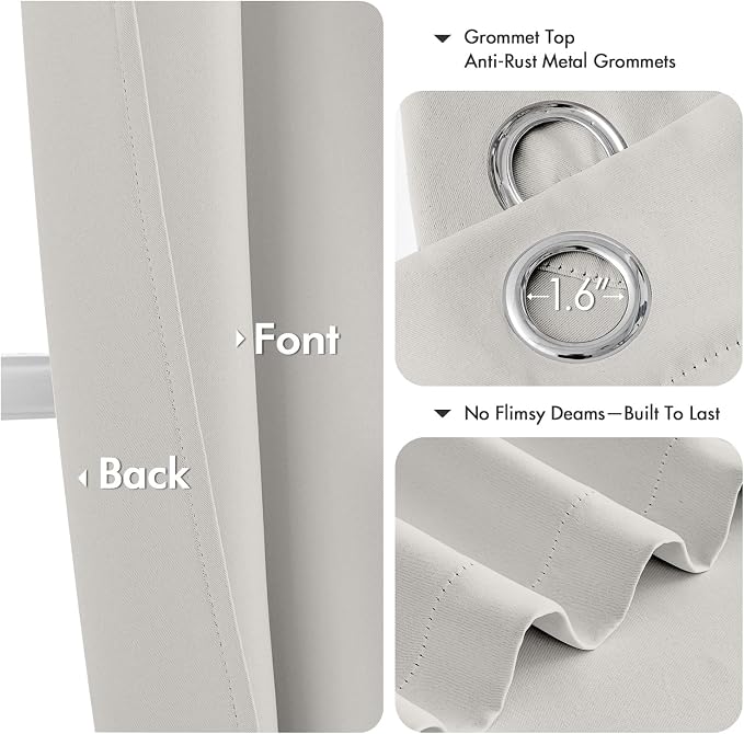 MIULEE Blackout Curtains for Bedroom 2 Panels 40x45 Inch Long Natural White | - Image 4