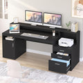 YOMILUVE Computer Desk with 3 Drawer & Storage Shelves, Home Office Desk with by YomiluveDesign