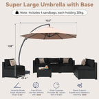 Aoxun Patio Furniture Set with Umbrella, 8 Piece Outdoor Sectional Sofas - Image 5