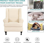 KRFOONN Stretch Wing Chair Slipcovers Jacquard 2 Piece Wingback Chair Covers - Image 7