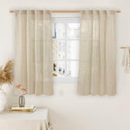 Semi Sheer Linen Curtains 48 Inch Length 2 Panels, 34 x 48 Inch | Light by LAMIT